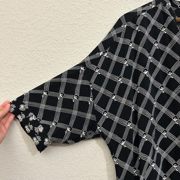 WHISTLES Crosshatch Print Luna Dress Black White Shift Mini V-Neck - Picture 4 of 10